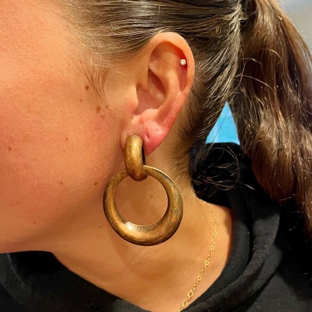 Vintage Antique Copper Door Knocker Earrings